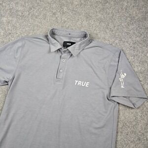 True Linkswear Polo Shirt Mens Small Grey Skeleton Golf Performance Activewear